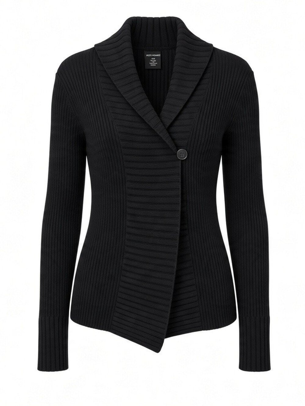 Calvin Klein Jeans Black Ribbed Shawl Collar Button Cardigan Sweater, Small